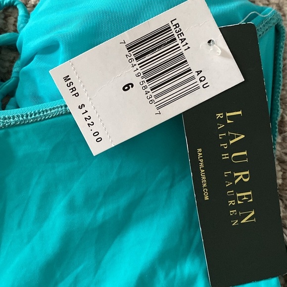 NWT! LAUREN RALPH LAUREN One Piece Ruched Bandeau w/ removable halter strap, 6 - Picture 7 of 7